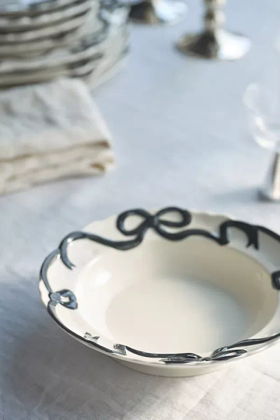 Anthropologie Benedita Bow Stoneware Bowls, Set Of 4 In White