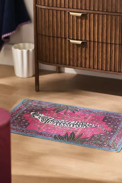 Anthropologie Bengal Tiger Printed Bath Mat In Red