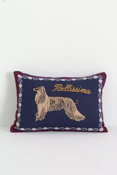 Anthropologie Bennett Cotton Embroidered Dog Pillow In Blue