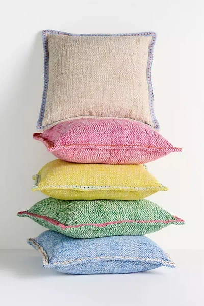 Anthropologie Bermuda Woven Embellished Edge Indoor/outdoor Pillow In Multi