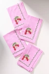 Anthropologie Berry Cotton Napkins, Set Of 4 In Pink