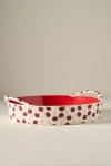 Anthropologie Berry Icon Handpainted Stoneware Pie Dish In Red