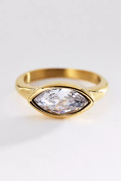 Anthropologie Bezel Oval Stone Ring In Gold