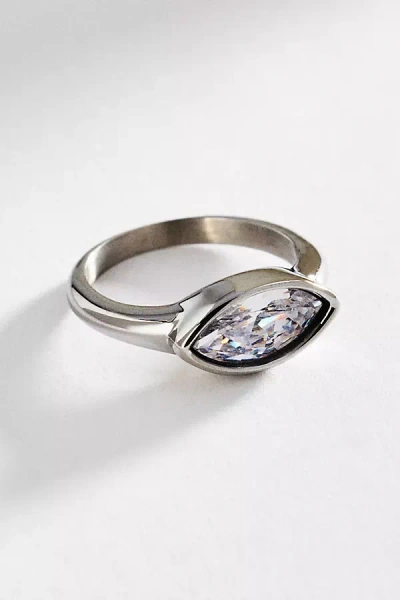 Anthropologie Bezel Oval Stone Ring In Silver