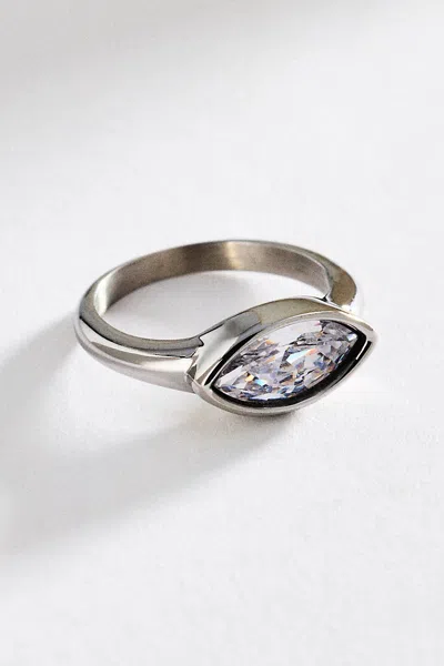 Anthropologie Bezel Oval Stone Ring In Metallic