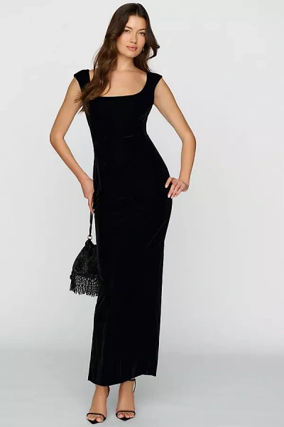 Anthropologie Bhldn Velvet Cap Sleeve Maxi Dress In Multi