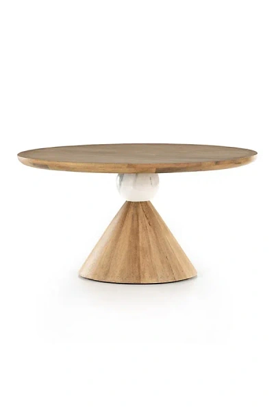 Anthropologie Bibianna 60" Round Wood & Marble Dining Table In Brown