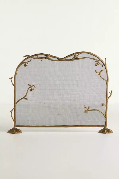 Anthropologie Birdie Brass Fireplace Screen In Gold