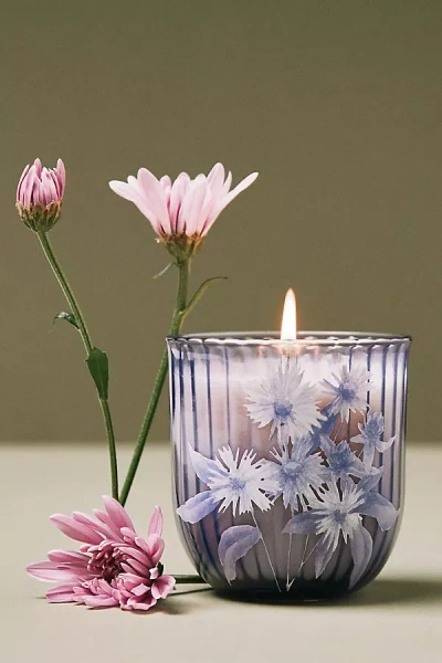Anthropologie Birth Month Flower Boxed Candle In Blue