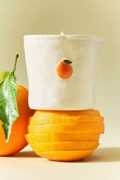 Anthropologie Bistro Citrus Icon Ceramic Candle In Orange