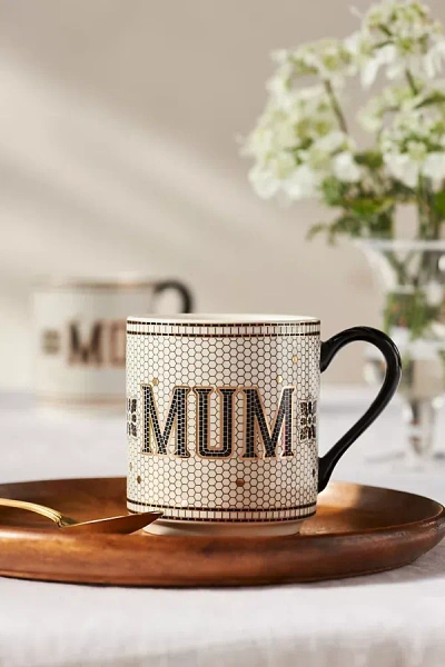 Anthropologie Bistro Tile Mom & Dad Mug In Neutral