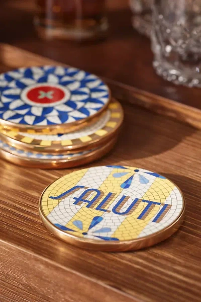 Anthropologie Bistro Tile Stoneware Coaster: Italy Edition In Multi