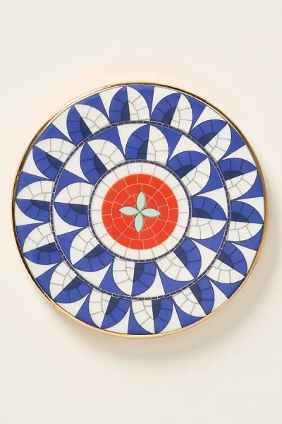 Anthropologie Bistro Tile Stoneware Coaster: Italy Edition In Blue