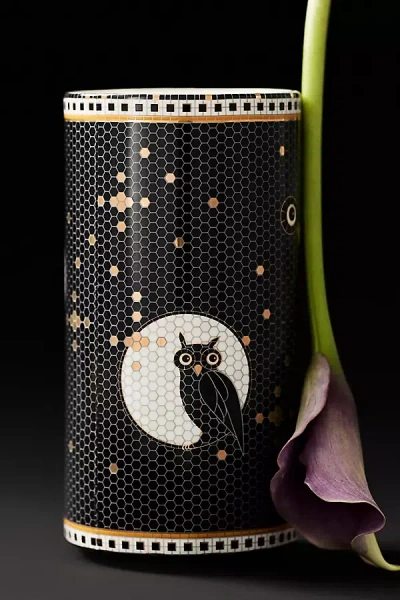 Anthropologie Bistro Tile Stoneware Vase: Halloween Edition In White