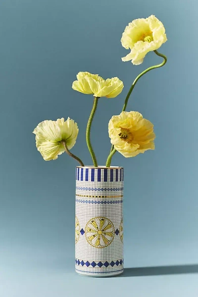 Anthropologie Bistro Tile Stoneware Vase: Italia Edition In Multi