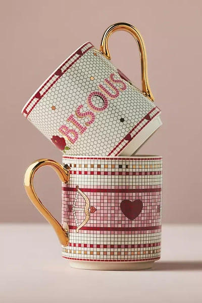 Anthropologie Bistro Valentine Tile Mug In Neutral