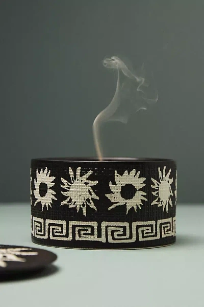 Anthropologie Black & White Graphic Woody Seaside Pine Ceramic Candle