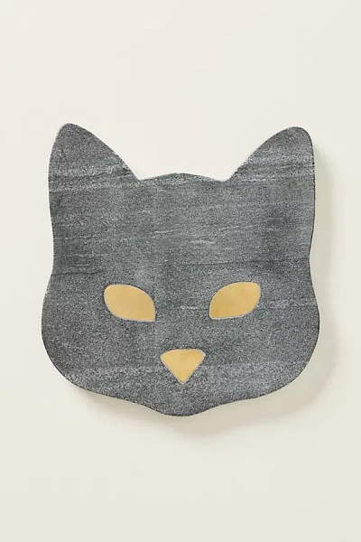Anthropologie Black Cat Marble Cheese Board In Gray