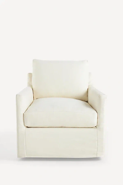 Anthropologie Blair Slipcover Swivel Chair In Neutral
