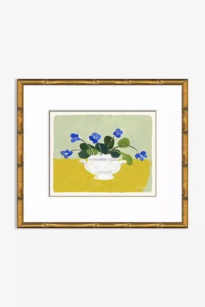 Anthropologie Blue Pansies Wall Art In Yellow