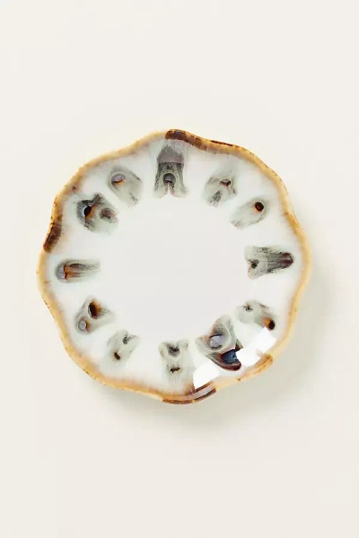 Anthropologie Blue Pheasant Amoria Stoneware Bread Plates, Set Of 4 In Multi