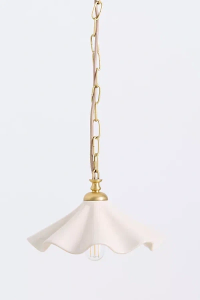 Anthropologie Bobbi Wavy Ceramic Pendant In Gold