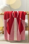 Anthropologie Bonnie Jacquard Knit Throw Blanket In Red