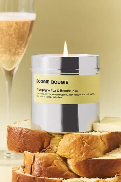 Anthropologie Boogie Bougie Gourmand Champagne Fizz & Brioche Kiss Boxed Tin Candle In Gray