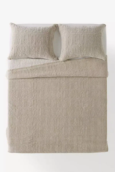 Anthropologie Botanical Cotton Floral Embroidered Coverlet In Neutral