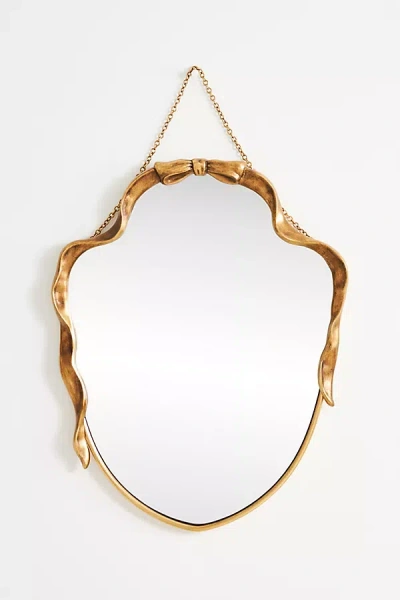 Anthropologie Bow Crest Wall Mirror In Gold