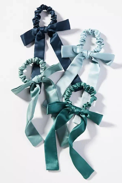 Anthropologie Bow Scrunchies, Set Of 4 In Blue