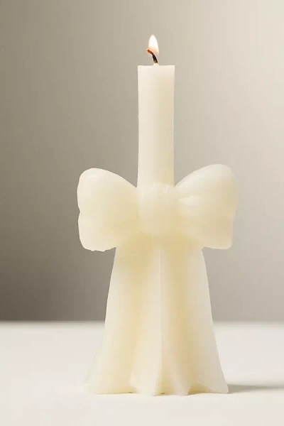 Anthropologie Bow Shaped Wax Candle In White