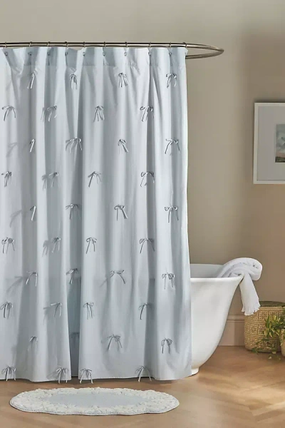 Anthropologie Bow Shower Curtain In Blue