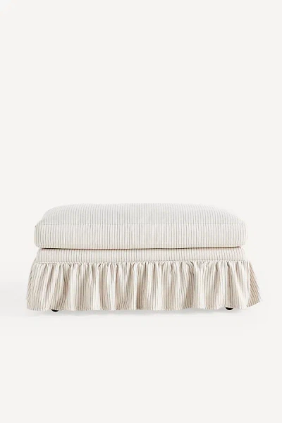Anthropologie Bowen Sorrento Stripe Ruffle Ottoman In Neutral