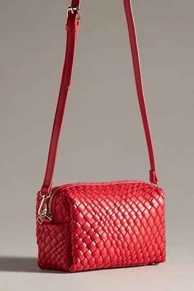 Anthropologie Boxy Woven Shoulder Bag In Red