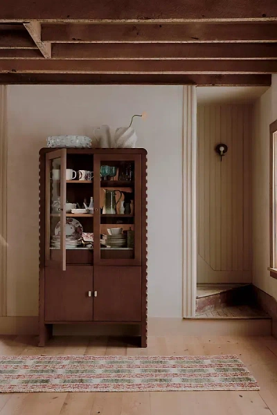 Anthropologie Brentley Marble-top Ash Wood Hutch In Brown