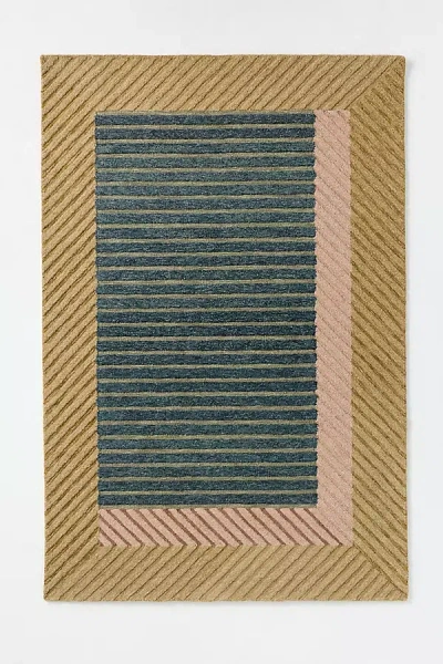 Anthropologie Brigette Romanek X Loloi Tufted Wool Border Rug In Green
