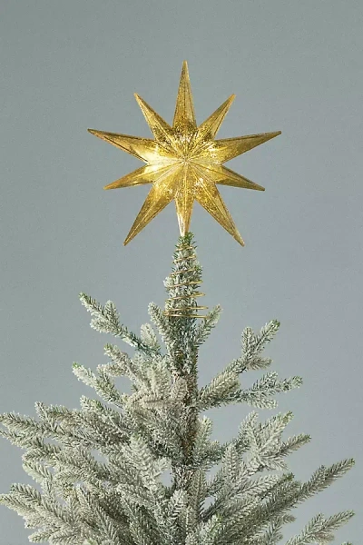 Anthropologie Bright Star Light-up Tree Topper In Gold