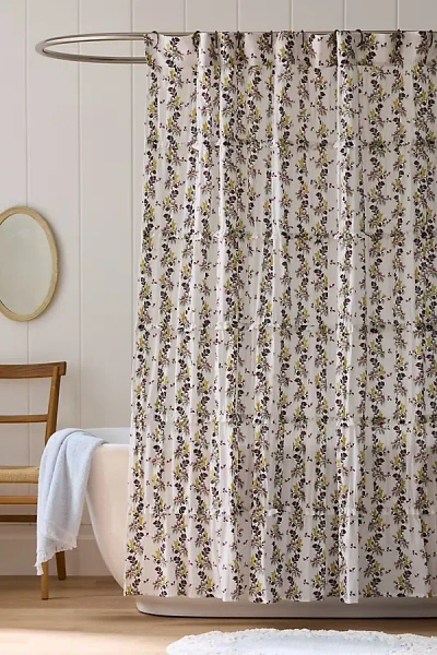 Anthropologie Bristol Cotton Floral Printed Shower Curtain In Multi