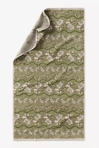 Anthropologie Bristol Cotton Floral Woven Towel Collection In Green