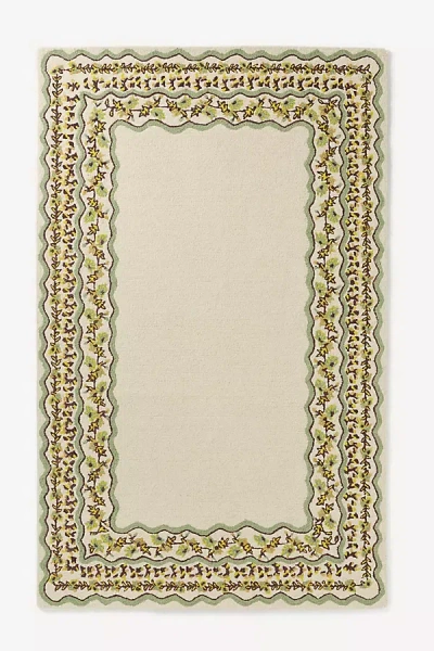 Anthropologie Bristol Flatwoven Floral Border Rug In Brown
