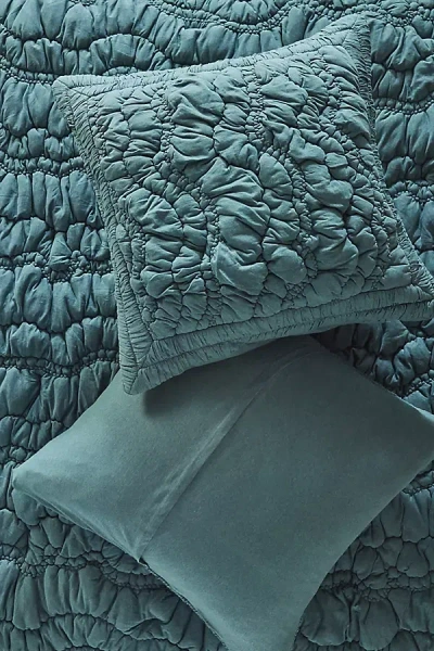 Anthropologie Brooke Heathered Jersey Cotton Euro Sham In Green