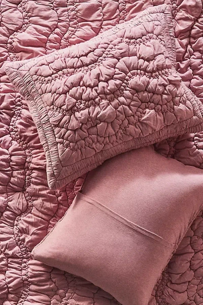 Anthropologie Brooke Heathered Jersey Cotton Shams, Set Of 2 In Pink