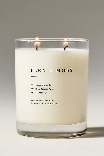 Anthropologie Brooklyn Candle Co. Fresh Fern + Moss Glass Candle In Neutral