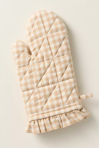 Anthropologie Brynn Gingham Oven Mitt In Neutral