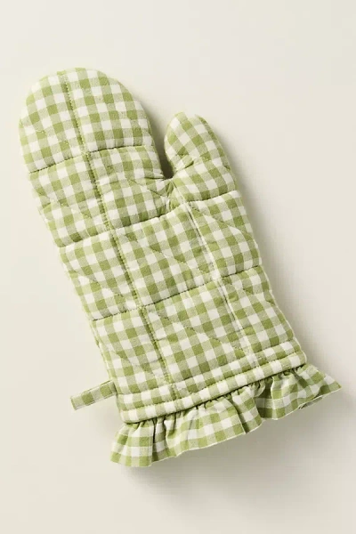 Anthropologie Brynn Gingham Oven Mitt In Green
