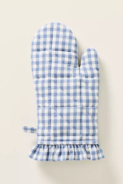 Anthropologie Brynn Gingham Oven Mitt In Blue