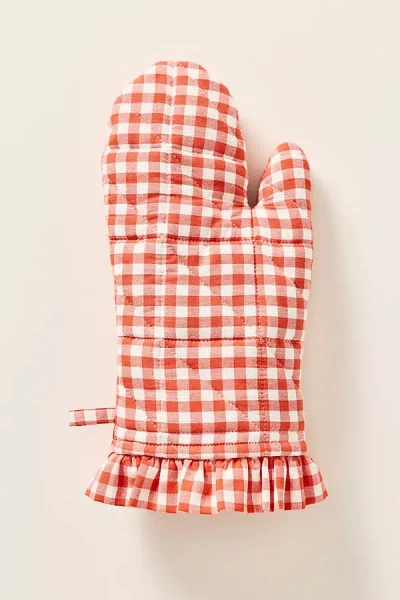 Anthropologie Brynn Gingham Oven Mitt In Red