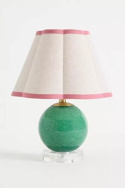 Anthropologie Bubble Glass Scalloped Shade Table Lamp In Green