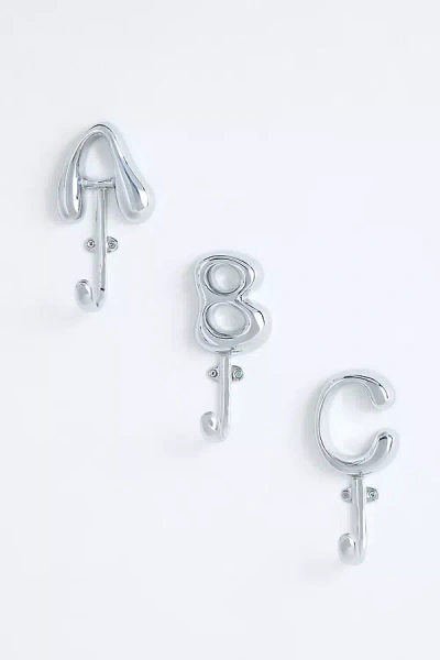 Anthropologie Bubble Letter Monogram Hook In Metallic